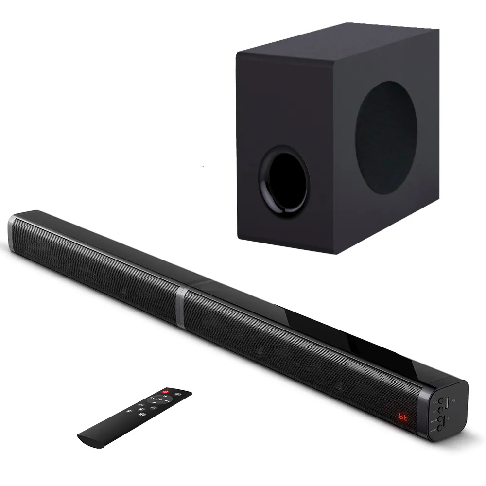 Samtronic 80W Soundbar Voor Tv, 2.1 Tv Sound Bar Met Subwoofer, 125dB, 6 Eq Modes, led Display Off, Afstandsbediening