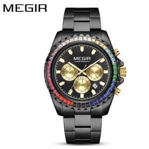 Nuevo reloj de cuarzo con bisel de colores y diamantes para hombre, reloj de pulsera con calendario luminoso resistente al agua, venta al por mayor - Product Image 3