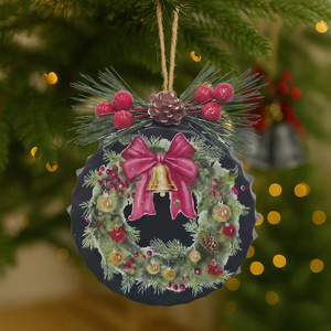 Santa Bottle Cap Accessories Christmas <b>Tree</b> DIY Handmade Metal Plastic Pendant Wholesale European and American Style - Product Image 2
