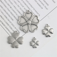 Colgante de Acero Inoxidable con Forma de Corazón, Trébol de Cuatro Hojas y Trébol de Cinco Hojas, Estilo Vintage, para Collar, Pulsera, Accesorios de Joyería DIY Taige