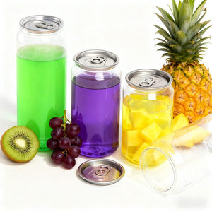 Tùy chỉnh bán buôn nhựa pet chai nước giải khát BPA Free 250ml 330ml 500ml Vòng rõ ràng nhựa PET lon cho nước ép cà phê - Product Image 1