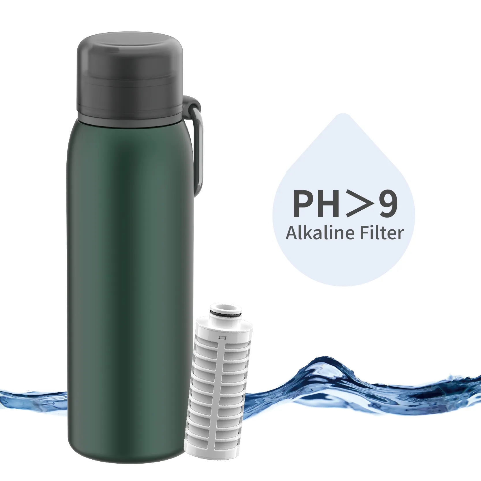 Filter Alkaline penggantian Filter bertahan hidup lainnya Filter air luar ruangan Stainless Steel botol pemurni air