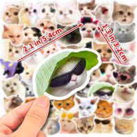 50 Reusable Waterproof Vinyl Cat Animal Stickers Custom Adhesive Labels for Kids & Consumer Electronics Packaging Purpose