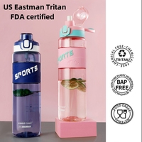 Bouteille d'eau Sipper pour enfants Tritan en plastique transparent étanche avec paille pour cadeaux d'affaires, cadeaux publicitaires