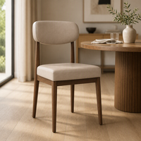 Chaise de salle à manger moderne en bois, chaise d'appoint rembourrée, assise beige, pieds en noyer, meubles de salle à manger