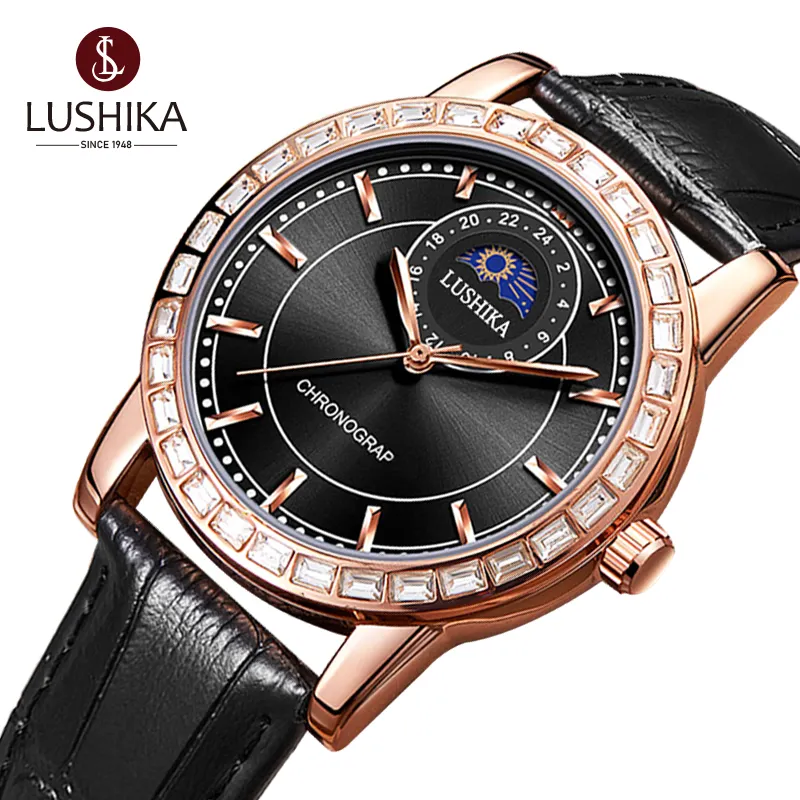 2023 Hot Style Fashion Leisure Men Quartz Watch Waterproof Male Table Leather Strap Watch Of Wrist Of Quartz Phases Of The Moon