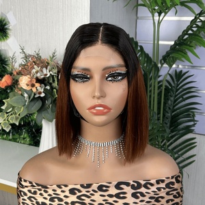 SDD 2x6 Kimky Closure <b>Bob</b> <b>Wig</b> 100% Human Hair Mixed Color Glueless <b>Wig</b> Bone Straight - Product Image 6