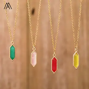 New Natural Stone Pendant Gold Plated Link Chain Chokers Minimalist Necklaces Designer Gems Women Couples Jewelry