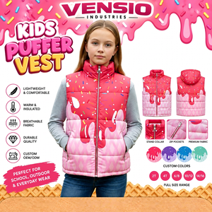 Chaleco Acolchado Impermeable de Invierno para Niñas, Diseño Personalizado ODM con Logotipo, Estilo Urbano, Sin Mangas, Color a Elección - Product Image 1