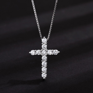 925 Sterling Silver Cross Pendant Necklace Zircon Infinity Design Unisex Fashion Jewelry Gift - Product Image 1