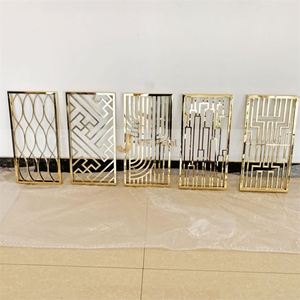 EX326 Modern Laser Cut Partition <b>Wall</b> Decor Metal Decorative Partitions SUS 304 Gold Stainless Divider <b>Screen</b> Bespoke Design - Product Image 1