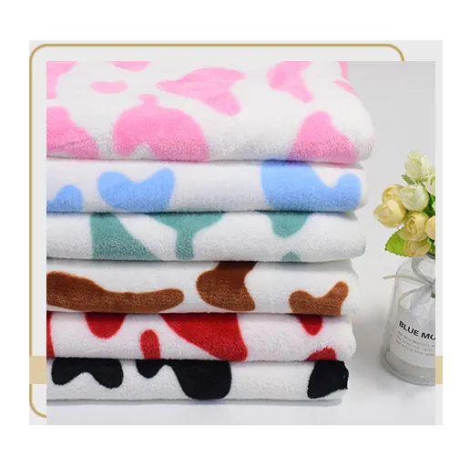 Factory Custom 100% Polyester Fabric Super Soft Flannel Cow Print Fabric For Blanket