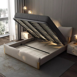 <span class=keywords><strong>Letto</strong></span> in Pelle di Lusso Moderno e Minimalista per Camera da <span class=keywords><strong>Letto</strong></span>, Testiera Curva a Nuvola con Imbottitura Morbida Integrata e Dettagli Dorati - Product Image 5