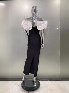 <span class=keywords><strong>Abito</strong></span> midi fasciante da donna 3D con rose floreali, arancione <span class=keywords><strong>e</strong></span> <span class=keywords><strong>fucsia</strong></span>, senza spalline, aderente, per feste ed eventi serali, personalizzabile - Product Image 4