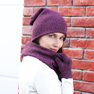 Vente de charme 2023 tricot <span class=keywords><strong>bonnet</strong></span> chapeau écharpe gants trois pièces ensemble d'hiver - Product Image 3