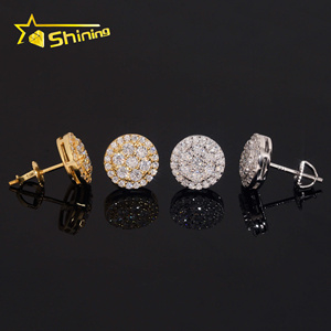 Envío Rápido desde EE. UU., Diseño de Racimo, Plata de Ley S925, Pendientes de <span class=keywords><strong>Tornillo</strong></span> con Diamantes de Imitación Moissanite VVS - Product Image 3