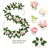 Guirlande florale en soie pour décoration d'arche de mariage, cadre de porte, cérémonie extérieure, toile de fond murale, arrangement de roses artificielles