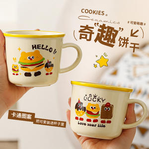 แก้วเซรามิคลายการ์ตูนพร้อมฝาและช้อน สำหรับเด็กและผู้ใหญ่ ของขวัญ แก้วน้ำ ผลิตที่เฉาโจว - Product Image 1