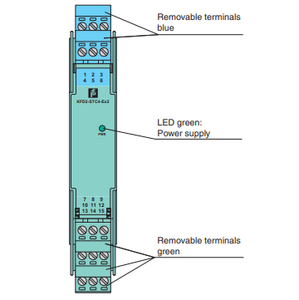 KFD2-STC4-EX2 Barrière de sécurité isolée à 2 canaux, alimentation pour transmetteur intelligent, isolateur de signal analogique 4-20 mA, montage sur rail DIN - Product Image 5