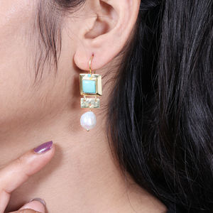 Navidad Venta caliente turquesa perla colgante moda gota pendientes personalizable mujer diseñador joyería - Product Image 3