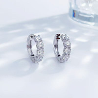 Orecchini a Cerchio con Diamanti da Laboratorio per Donna, in Platino Pt950, Stelle Brillanti, Lusso e Moda, Orecchini a Cerchio Raffinati con Diamanti Coltivati in Laboratorio