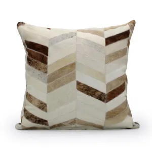Fodera per cuscino da tiro per divano interno decorativo personalizzato fodera per cuscino di lusso di design Patchwork in pelle bovina