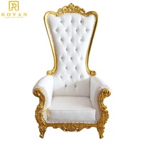 Royal Roi et reine or et blanc haut dos chaise de trône pour chaises de mariage