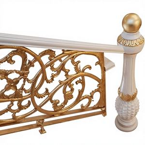 Rampe d'escalier haut de gamme en fer forgé doré, décorative, pour intérieur, balustrade métallique sur mesure pour villa - Product Image 4