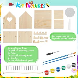 Kit de nichoir à oiseaux en bois en forme de cœur, 2 pièces, bricolage, nichoir en bois à construire, maison familiale, arts, nichoir à oiseaux - Product Image 4
