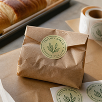 Autocollants d'étanchéité personnalisés pour emballages alimentaires, étiquettes de fermeture de sacs, sceaux pour boîtes de boulangerie, illustrations de logo de restaurant