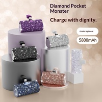 Banque d'alimentation à vente chaude avec diamant en résine incrusté, poche, 12W, chargeur rapide, mini, compact, alimentation mobile