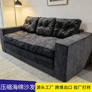 Customized Gray <b>Sponge</b> Sofa <b>Bed</b> Foldable Convertible Multifunctional For Small Apartment Leisure Use - Product Image 2