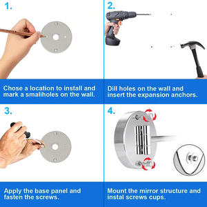 Espejo de tocador de aumento de montaje en pared LED de dos caras DB, compacto, plegable, acabado ABS, logotipo personalizable, caja de aumento 10X 2x 1x - Product Image 5