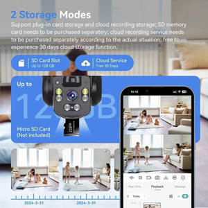 Caméra IP Wifi 15MP 8K à trois objectifs, solaire, extérieure, étanche, vision nocturne, audio bidirectionnel, détection humaine, caméra de sécurité CCTV 15MP 8K R - Product Image 5