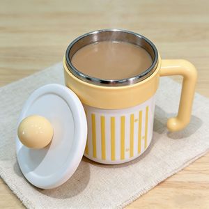Cute Heart Pattern Stainless Steel Mug With Lid For Milk Coffee Tea Breakfast Use - Product Image 2
