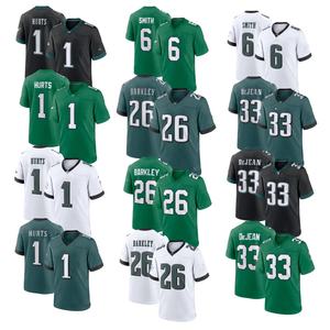Camiseta de los Philadelphia Eagles para Hombre # 26 Barkley # 33 DeJean # Uniformes de Fútbol Americano 1 Hurts Verde Negro Blanco - Product Image 1