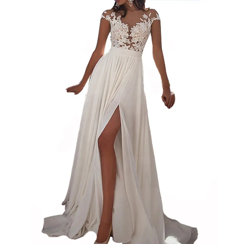 Vestido de noiva branco sereia apliques, vestido de noiva sensual frente única