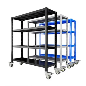 Metal storage shelves racks steel storage shelf with wheels