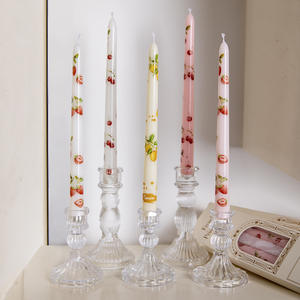 25Cm Luxurious Handmade Smokeless Long Pole Fruit Print <b>Candle</b> for Diwali Wedding Romantic Candlelight Dinner Household - Product Image 4
