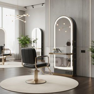 Espejo de estilo moderno con marco de Metal de madera para damas para uso en gimnasio de salón de belleza con vidrio para peluquería Silla de salón de peluquería - Product Image 3