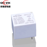 QYZK T73 Relay 5V DC 4-Pin biasanya terbuka 10A250VAC Model perlindungan tertutup Relay daya Universal QYT73-005DC-HS3