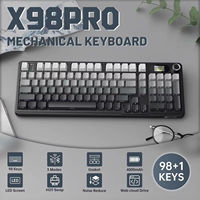 Keyboard Mekanik Tri-Mode ATTACK SHARK X98 PRO dengan Layar Pintar, Tombol Metal, Gasket Mount, dan Suara Menggelegar untuk Gamer PC Esports