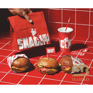 Sac d'emballage alimentaire jetable avec logo personnalisé, sac en papier kraft avec revêtement en aluminium et cire, pour boulangerie, pâtisserie, sandwich, pain, hamburger - Product Image 3