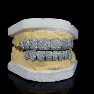 Most Selling Diamond Grillz Teeth Jewelry Gold <b>Silver</b> Color Hip Hop Mouth for Party Wear and Music Events Available For Sale - Product Image 1