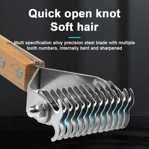 Commercio all'ingrosso della fabbrica singolo doppio lato in legno pettine per animali domestici cane gatto Dematting rastrello pettine - Product Image 3