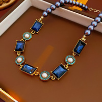 Ensemble collier et boucles d'oreilles cœur vintage, style palais rétro, chaîne de clavicule plaquée or, bijoux haut de gamme de luxe léger pour femmes