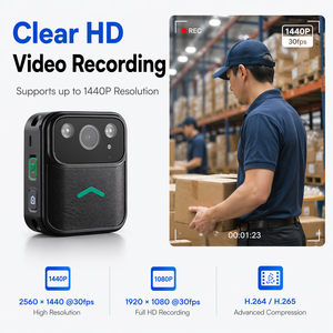 Caméra corporelle portable 2K 64 Go avec vision nocturne et écran tactile pour la sécurité, la livraison et les travaux – Enregistreur vidéo espion - Product Image 3