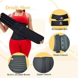 Entrenador de cintura de látex desmontable dos cinturones 25 huesos de acero cintura Cincher Fagas corsés colombianos logotipo personalizado cintura adelgazamiento Shaper - Product Image 4