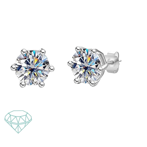 Pendientes de Plata 925 con Moissanita Clásica de 30 Minutos-2 Quilates y 6 Garras, para Hombre y Mujer, Estilo Hip Hop Rock, Regalo de Cumpleaños y Aniversario para Parejas - Product Image 1