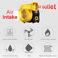 Souffleur d'air commercial haute vitesse pour château gonflable avec tuyau d'admission d'air et système de dégonflage rapide pour un emballage portable